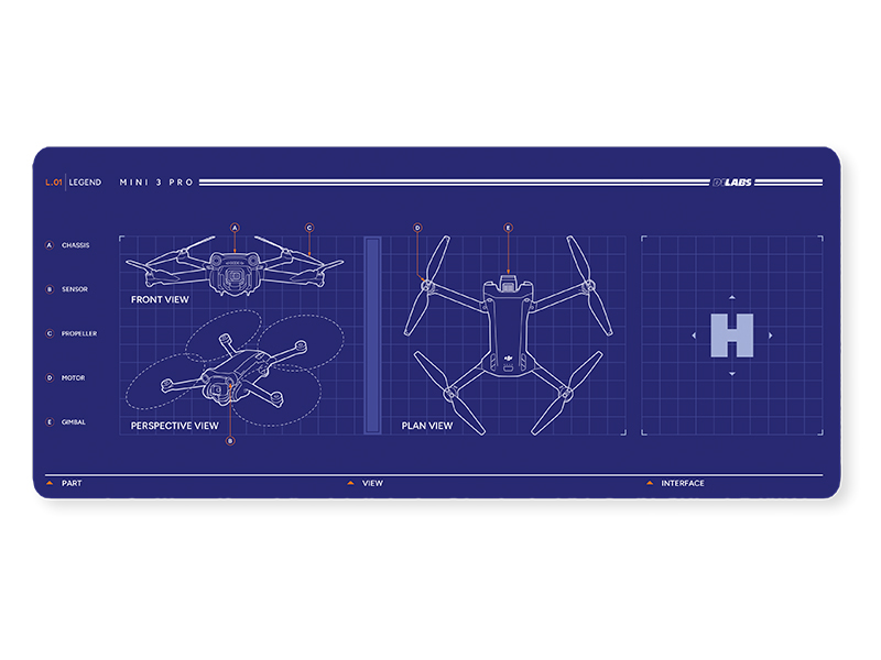 D1 Labs Mini Drone Blueprint Desk Pad